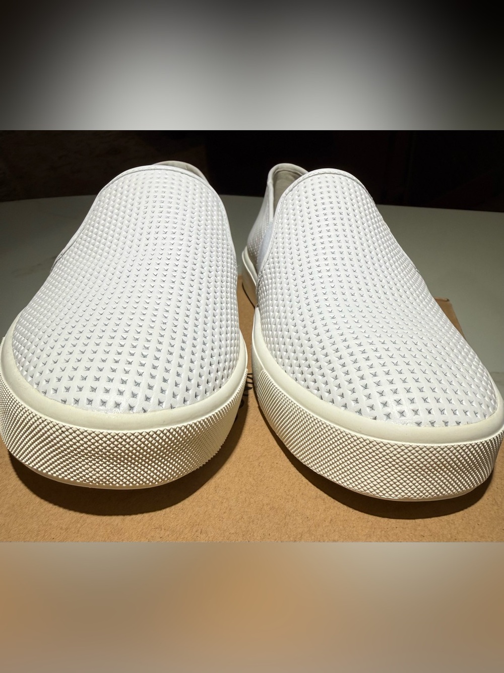 VINCE Blair Woodsmoke Perforated Leather Slip-On Loafers, White Size 7M - Picture 7 of 12